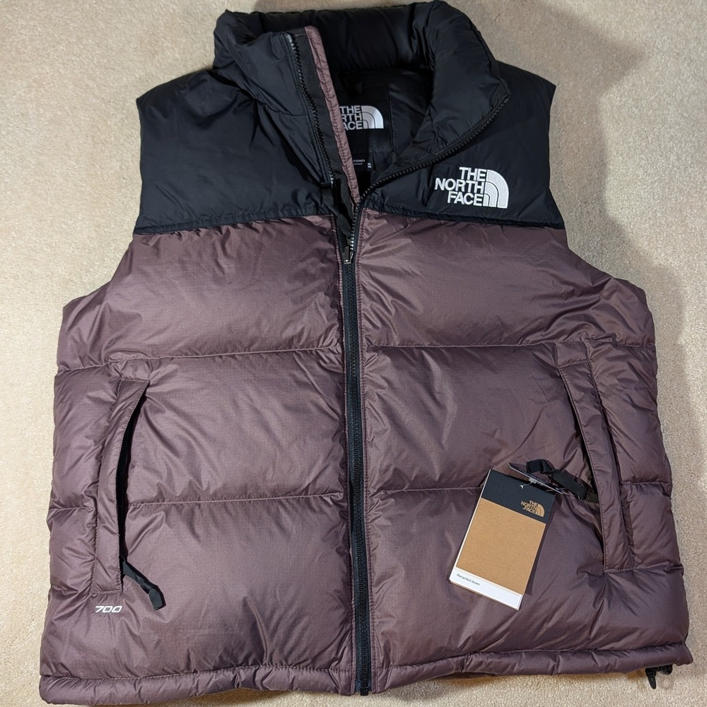 The North Face Womens 96 Retro Nuptse Vest Tawny Quartz Brown Black XL NWT
